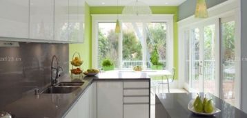 开放式厨房白色橱柜装修效果图片欣赏2023