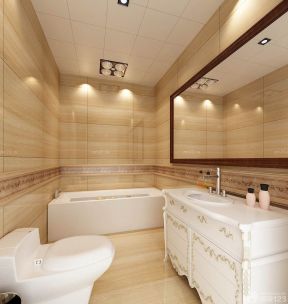 超小厕所装修效果图 木纹仿古瓷砖