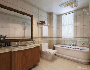 干湿分区卫生间装修效果图 白色浴缸装修效果图片