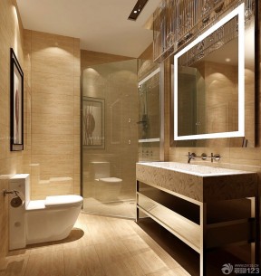 中式卫生间装修效果图 浴室玻璃门图片