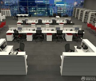 2023大型办公室办公桌椅装修效果图片大全 
