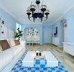 地中海风格客厅蓝色墙面装修效果图片