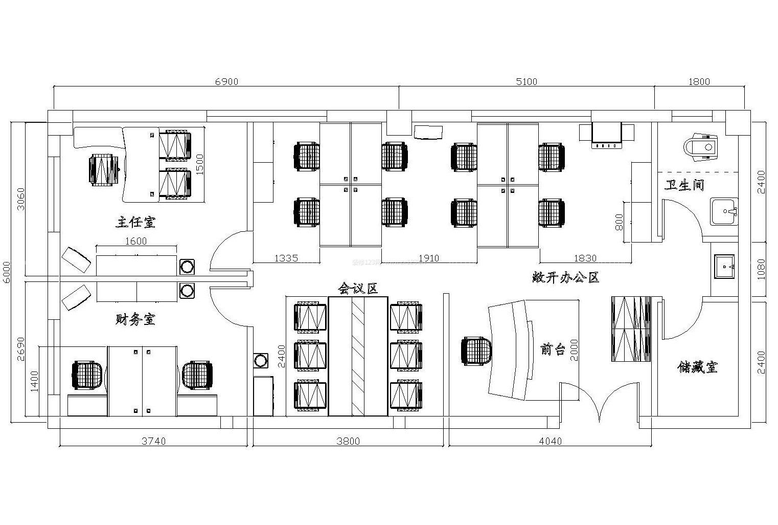 500平办公室平面布置图图片