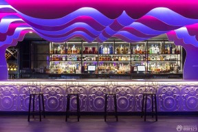紫色酒吧吧台效果图 吊顶设计