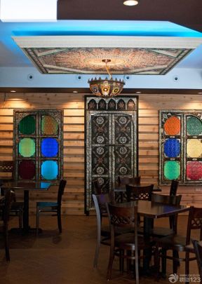 东南亚风格酒吧装修效果图 墙饰板装修效果图片