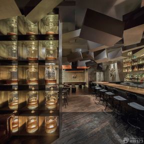 中式古典酒吧装修效果图 展示架设计