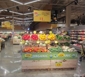 超市货架摆放效果图 水果超市装修效果图
