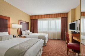 酒店宾馆装修图 棕色窗帘装修效果图片