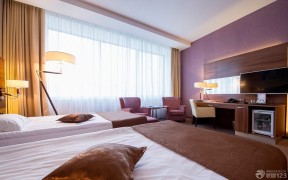 酒店宾馆效果图 紫色墙面装修效果图片
