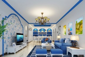 客厅电视墙效果图 地中海风格家居设计