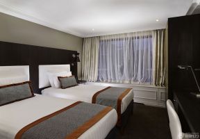 宾馆房间装修效果图酒店 单人床装修效果图片