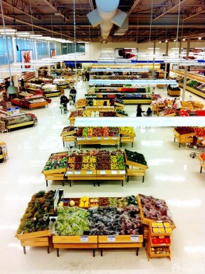 果蔬超市装修效果图 超市货架摆放效果图