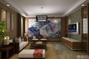 中式风格装修图片 客厅沙发背景墙效果图