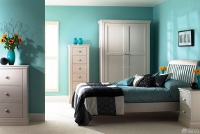 90平两室两厅设计图 蓝色卧室装修效果图