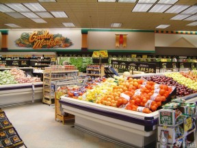 现代蔬菜超市摆设图片 超市货架摆放效果图