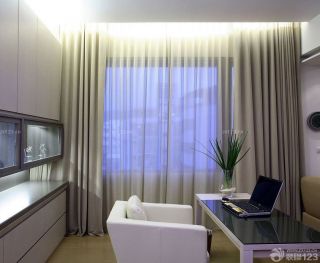 90平两室室内书房纯色窗帘装修效果图片