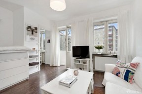60平方二居室小户型装修效果图 白色窗帘装修效果图片