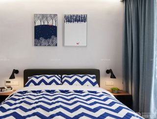 70平米两室一厅简约前卫卧室床头装饰画装修效果图2023