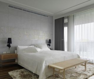 100平米两室两厅户型简约卧室床头背景墙装修效果图片