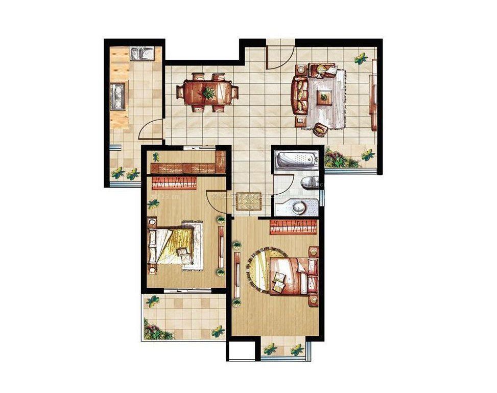 2020最新70平两室一厅房子户型图