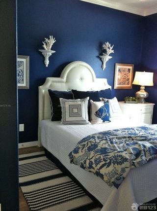 60平米小户型两室蓝色墙面装修效果图片欣赏