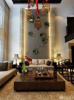 90平米复式小户型客厅沙发背景墙装饰装修图片