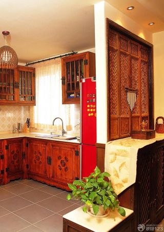 中式80平米小户型室内厨房装修设计效果图