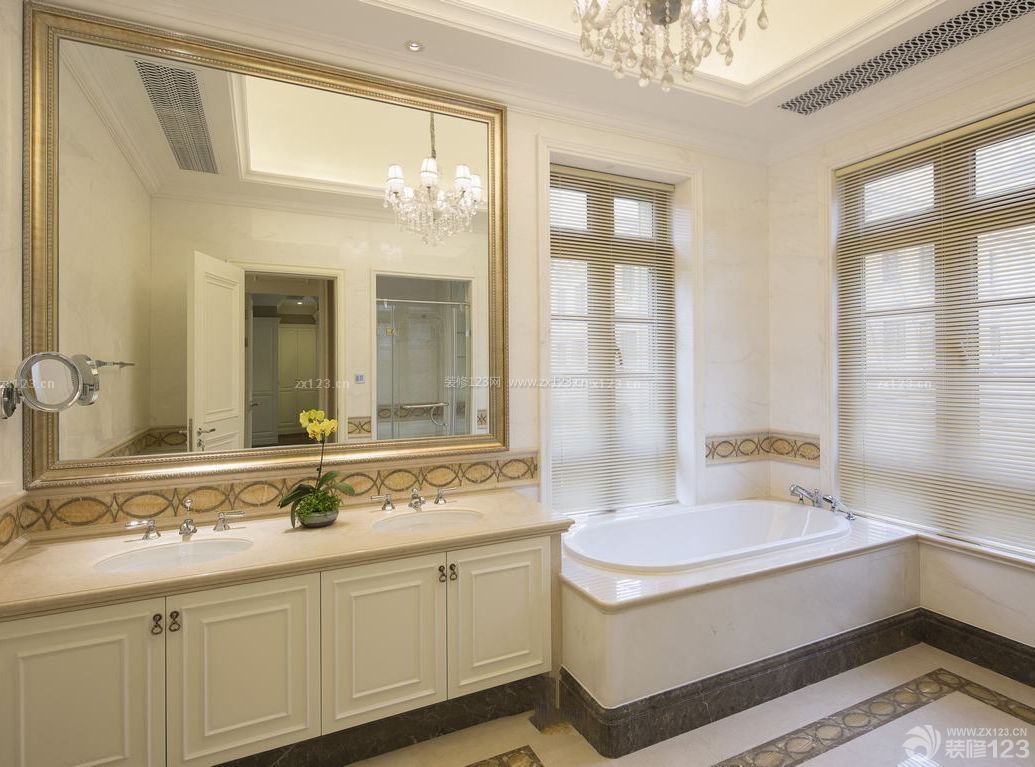 90平米小户型浪漫的主卧室卫生间按摩浴缸装修效果图片