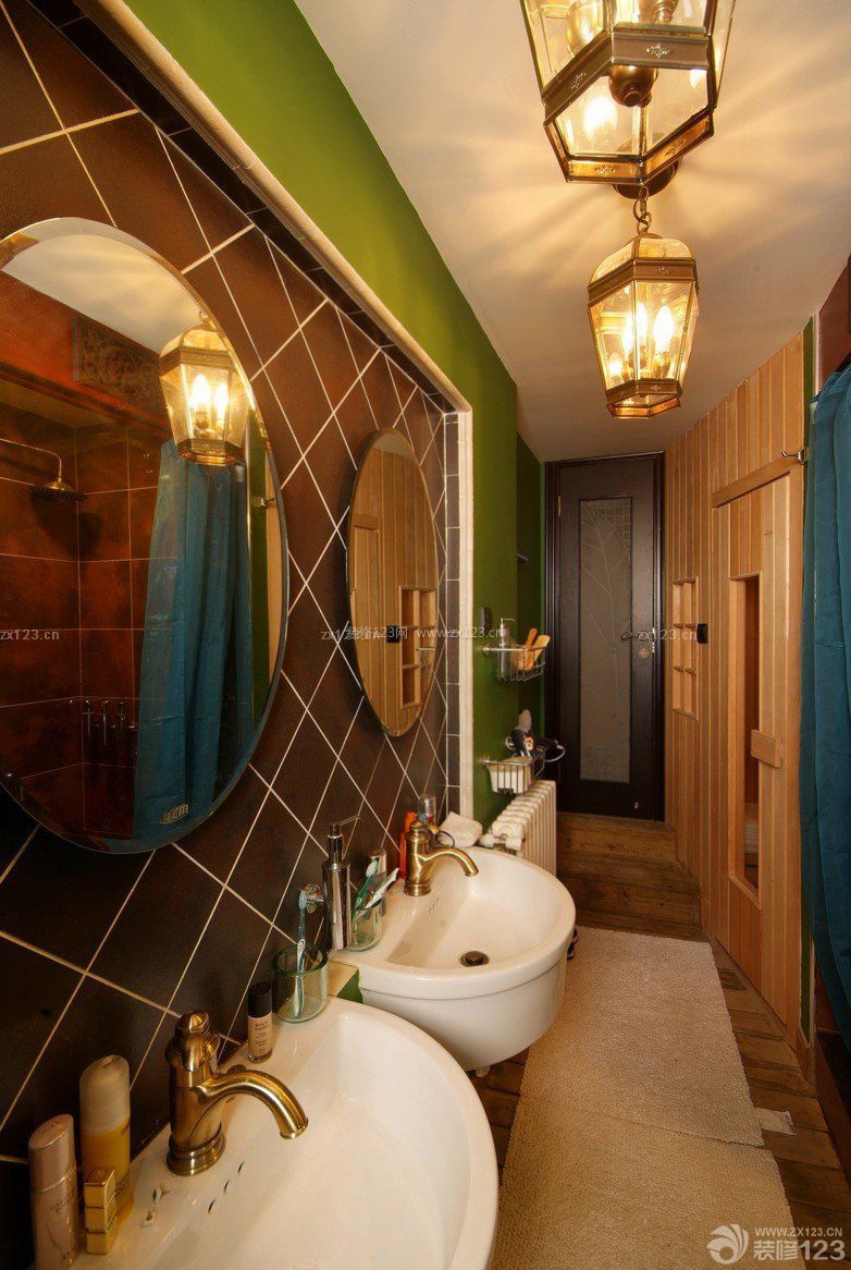美式90平米小户型浪漫的主卧室卫生间装修设计效果图