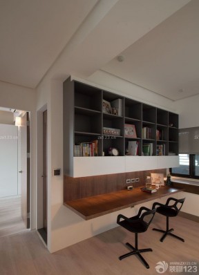 家装100平米三室一厅室内写字台书柜组合装修设计图 