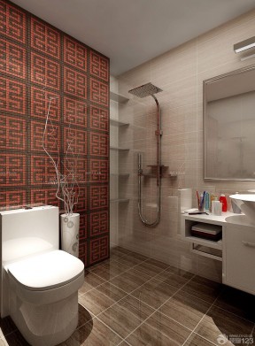 90平米小户型浪漫的主卧室卫生间背景墙设计装修效果图
