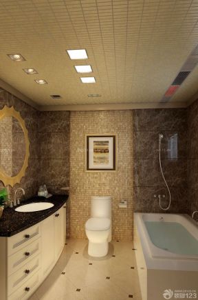 90平米小户型浪漫的主卧室卫生间马赛克装修效果图片