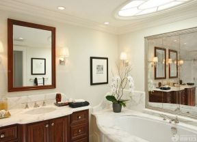 90平米小户型浪漫的主卧室卫生间装修效果图 简约美式风格效果图