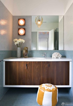 90平米小户型浪漫的主卧室卫生间装修效果图 马赛克墙面装修效果图片