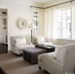 70平小户型客厅白色窗帘装修效果图片