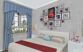 精致70平米小户型婚房蓝色窗帘装修效果图片