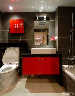 70平米小户型婚房红色橱柜装修效果图片
