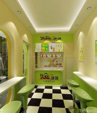 精品奶茶店小型室内装修效果图片 