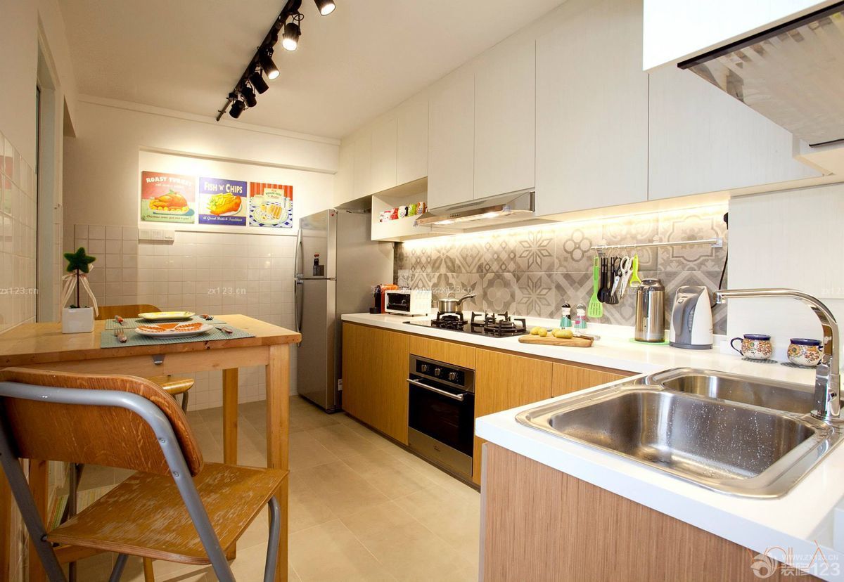60平米二室一厅小户型厨房餐厅一体装修效果图