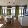 现代创意家装客厅餐厅厨房一体设计效果图