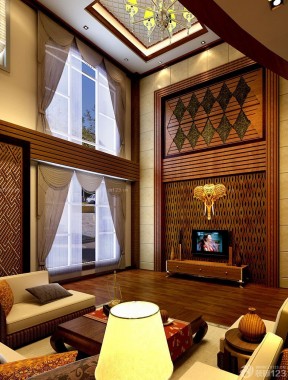 装修电视背景墙效果图 东南亚风格客厅