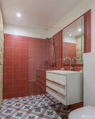 绚丽60平米二室一厅小户型红色墙面装修效果图片