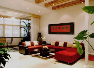 中式简约客厅背景墙装修效果图片