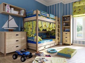 交换空间儿童房装修效果图 蓝色墙面装修效果图片