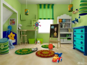 交换空间儿童房装修效果图 绿色墙面装修效果图片