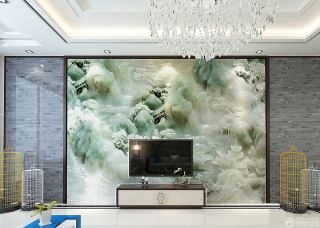 别墅客厅电视背景墙颜色装修效果图片