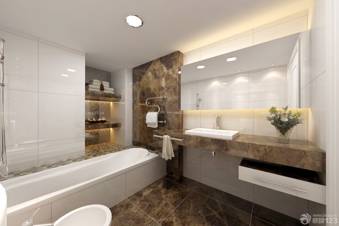 交换空间卫生间白色浴缸装修样板间效果图片