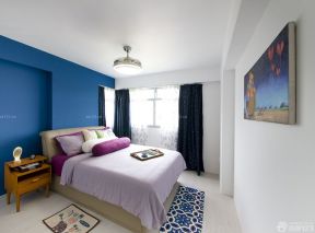 经典交换空间小户型卧室蓝色墙面装修效果图片
