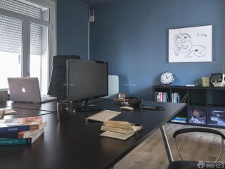 最新总经理办公室纯色壁纸装修效果图片