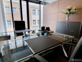 办公室设计效果图 玻璃桌子图片